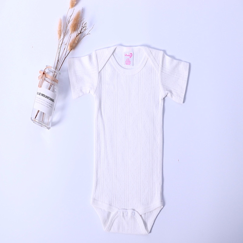 6M short Sleeve Jacquard Cotton Breathable Summer Baby Onesie 6 colors